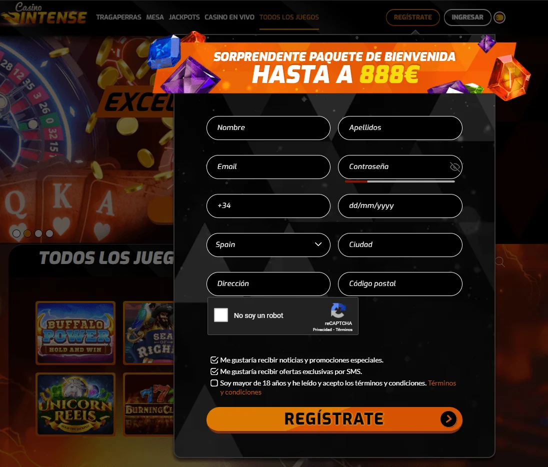 Registrarse en Casino