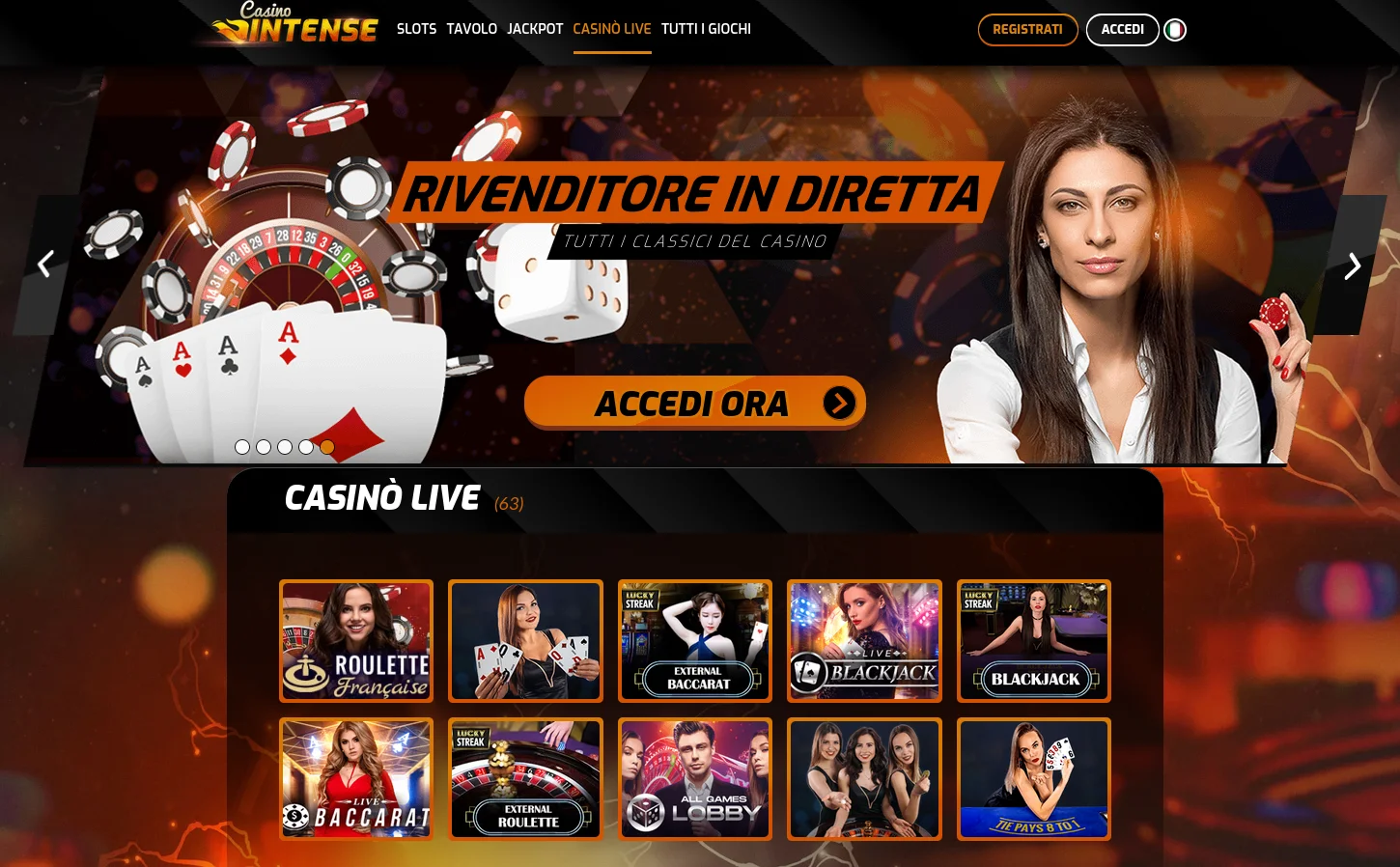 Live casino intense Italia